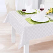 Szögletes vízlepergető  jacquard  Damaszt asztalterítő - fehér  130×160cm