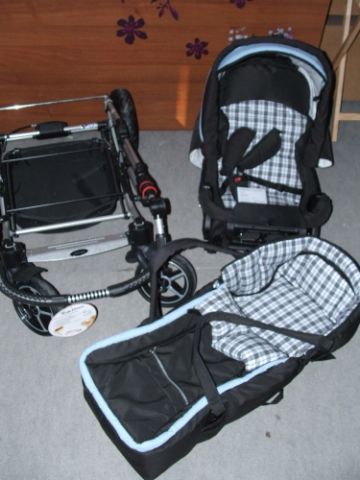 Hartan Topline S csokibarna/ kék kockás babakocsi mózessel Hartan Topline S csokibarna/ kék kockás babakocsi mózessel