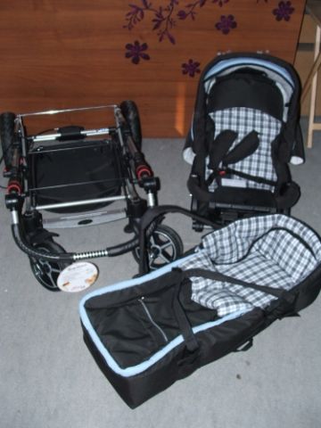 Hartan Topline S csokibarna/ kék kockás babakocsi mózessel Hartan Topline S csokibarna/ kék kockás babakocsi mózessel