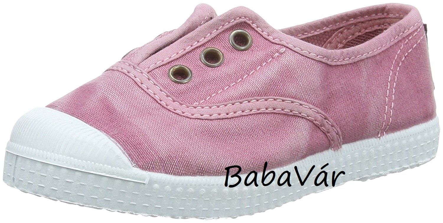 Natural World eco Rosa Esp babacipő rózsaszín koptatott vászon "Slip in"