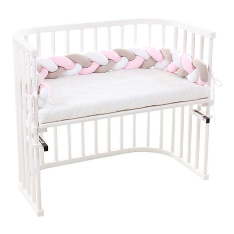 Babybay rácsvédő párna bölcsőbe / kiságyba rózsaszín fonott 200cm