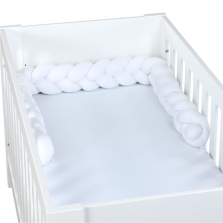 Babybay rácsvédő párna bölcsőbe / kiságyba fehér fonott 170cm