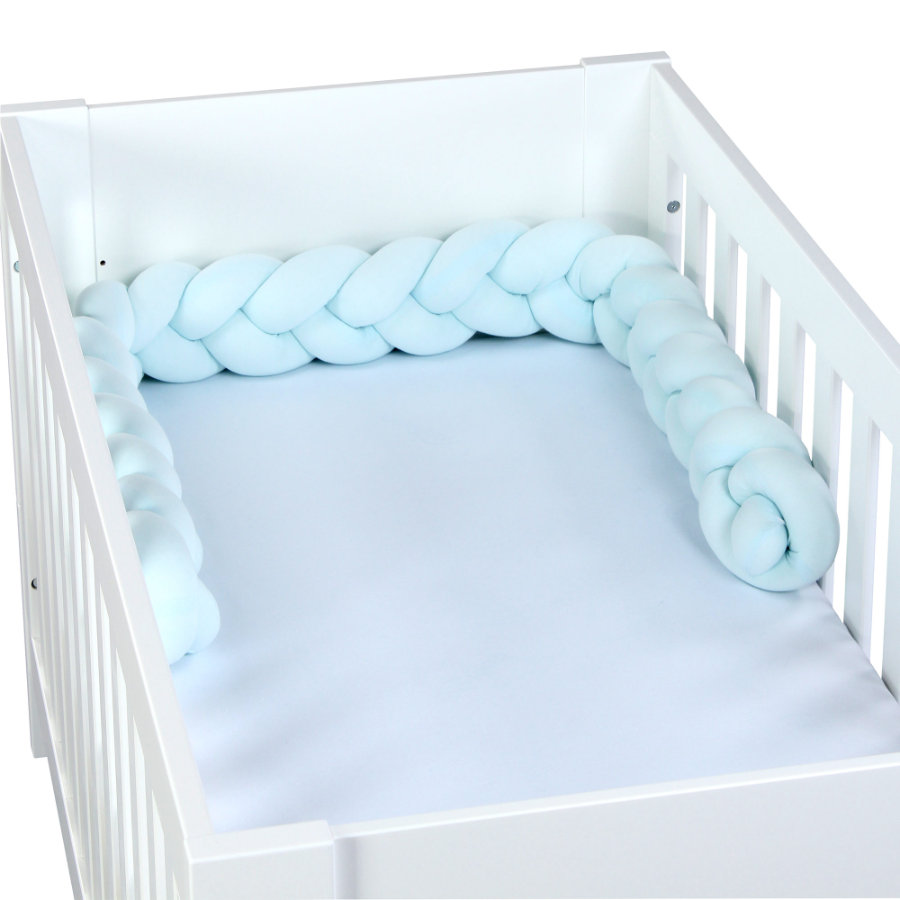 Babybay rácsvédő párna bölcsőbe / kiságyba világoskék fonott 200cm